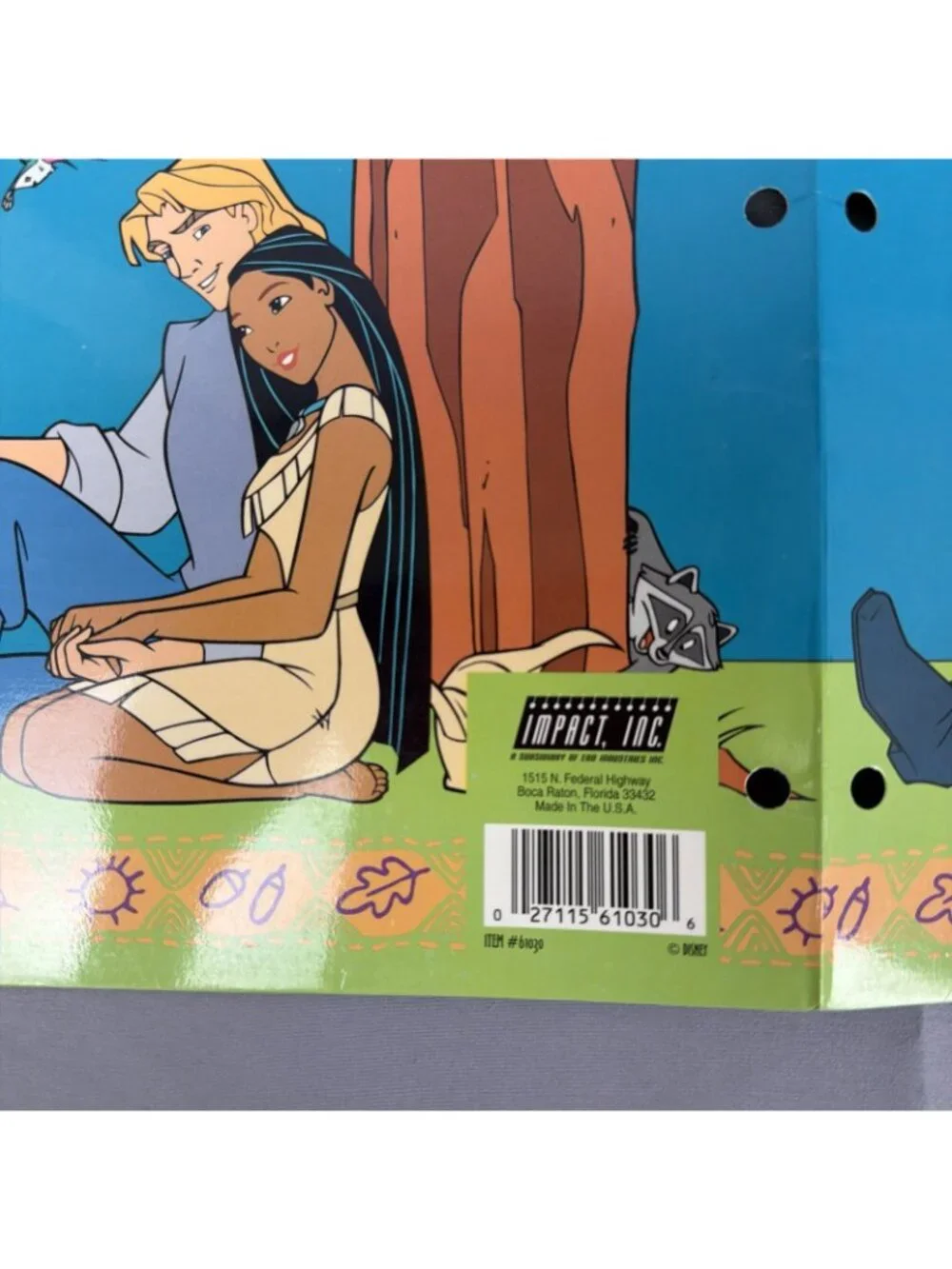 Lot 3 Vintage 90s Toy Story Pocahontas 3 Hole Binder Pocket Folder Disney NOS